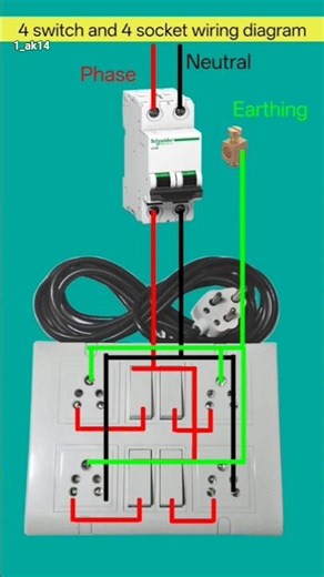 4 Switch and 4 Socket wiring diagram ✓⚡#viral #shorts