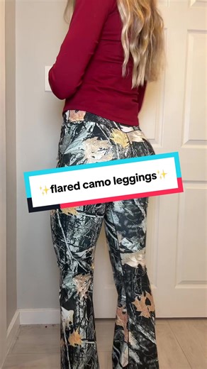 Soft, sculpting, and easy to style these flared camo leggings are the perfect everyday piece for comfy, put-together looks. #CamoLeggings #FlaredFit #ComfyAndCute #EverydayStyle #TikTokShopCreatorPicks
