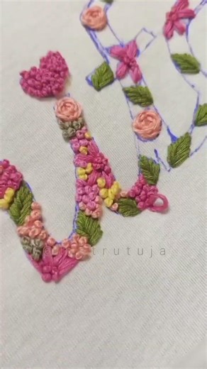 Hand work t-shirt name designing with thread embroidery #t-shirt embroidery #threadembroidery