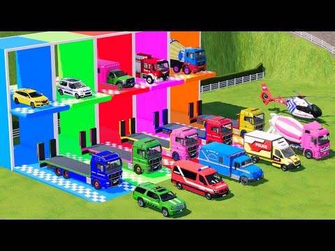 TRANSPORTING FIRE DEPARTMENT, AMBULANCE, POLICE VEHICLES, MILK TANK TRUCK TO GARAGE - FS22 #7