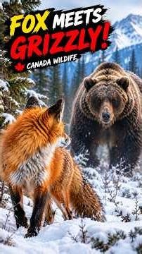 A Red Fox Meets a Grizzly Bear in Canada 🦊🐻 #wildlife #wildlifedocumentary #canadianwildlife #canada