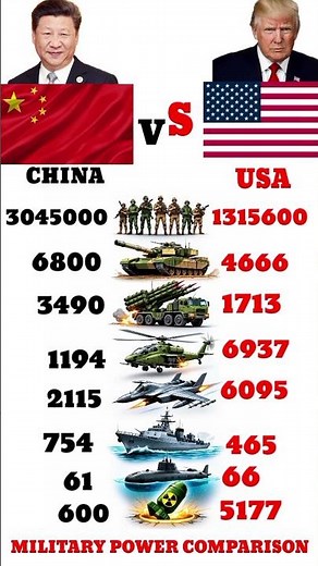 China vs USA Military Power Comparison 2025 #military #army #militarypower #powercomparison