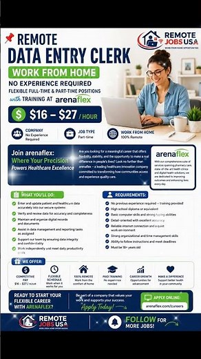 Part-time💰 $16 – $27 / HOUR-Remote Data Entry Clerk – Work From Home | No Experience Required