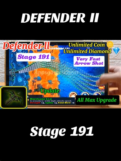 Defender ll STAGE 191 Update Unlimited 🪙 Unlimited Diamond 💎 Very Fast Arrow Shot
