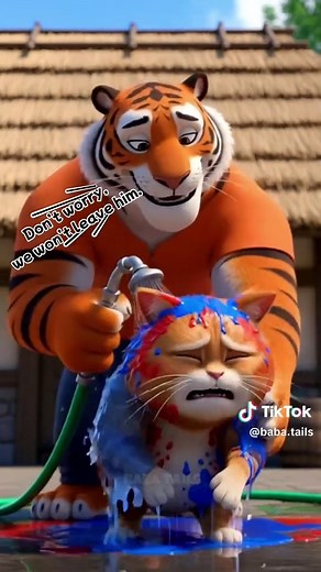 The Cat, With The Tiger's Help, Taught The Pig A Lesson. || Cat Funny Video || Cartoon For Kids || Meow Meow #Fyp #Cat #Cartoon #Animation #BabaTails