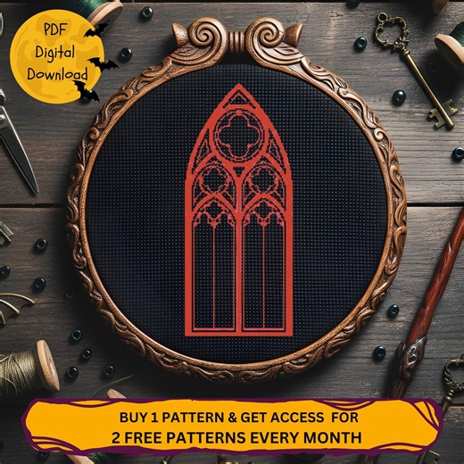 Cathedral Window Cross Stitch Pattern Gothic Decor PDF Digital Download Point De Croix, Punto De Cruz, Kreuzstich - Etsy Canada