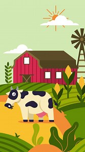 Farm Scene with Cow and Barn | 免費 影片庫