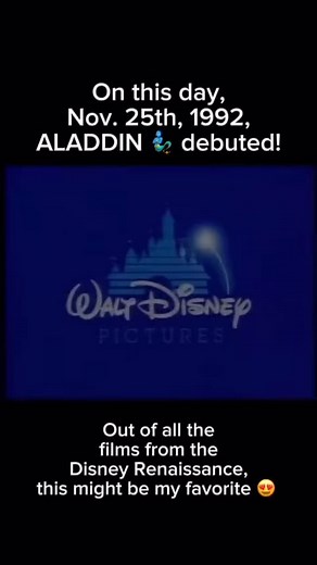 On this day, Nov. 25th, 1992, ALADDIN 🧞‍♂️ debuted! It might be my favorite film from the Disney Renaissance era. #disney #instadisney #disneyreels #disneyinsta #disneyworld #disneyland #disneygram #disneyig #aladdin #genie #disneyfilm #film #movie #animation #onthisday #disneymovie #disneycharacter | Disney Mouse House