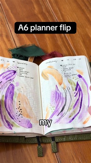 This is my A6 planner, set up in a simple bullet journal style. The structure keeps me on track, and when I have a few extra minutes, I sprinkle in a little joy with watercolor. It’s not about perfection — it’s about building a system that supports my life and leaves room for creativity when it shows up. ✨