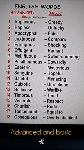 21K views · 270 reactions | Advanced & basic synonyms.六‍ #english #education #fblifestyle #englishlanguage #englishvocabulary | English Par Excellence | Facebook