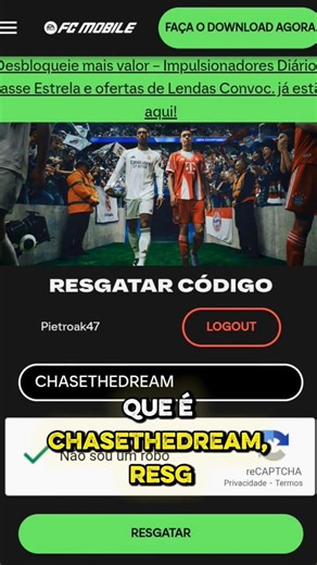 novo código de recompensa pra quem não resgatou