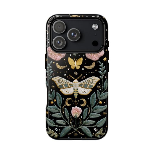 Embroidered (printed) Dark Moth Phone Case | Gothic Celestial Floral | Tough Phone Case| iPhone 17- XS MAX, Samsung Galaxy S25- S20 Ultra - Etsy