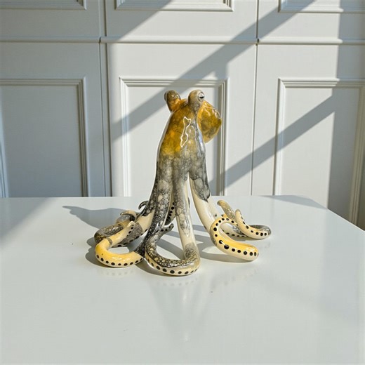 Handmade Ceramic Octopus Sculpture, Vibrant Ocean Decor - Etsy