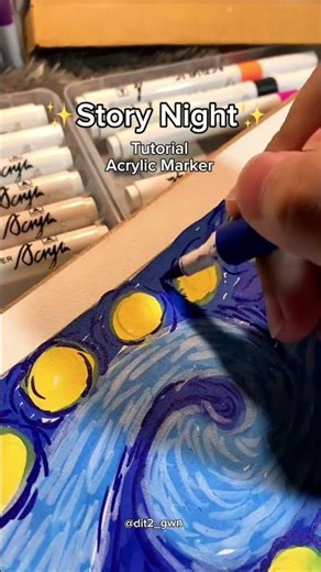 Starry Night Draw Tutorial #drawing #painting #art #storynight #shortvideo