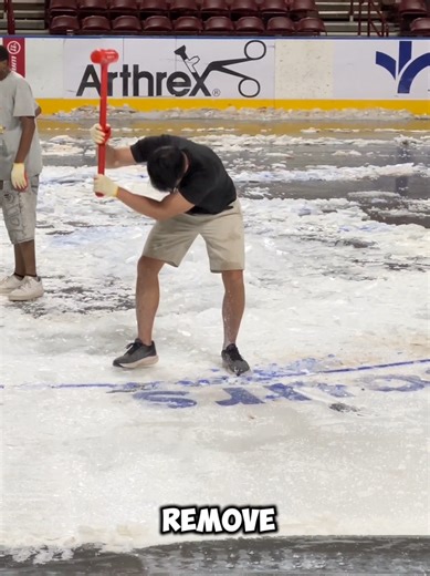 How an ice arena is turned into a concert stage after the game.