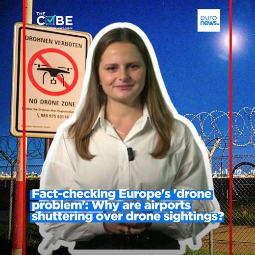 1.3K views · 37 reactions | Why are airports shutting over drone sightings? #TheCube investigates why Europe's airports are seeing a sharp rise in drone-related disruptions. | Euronews English | Facebook