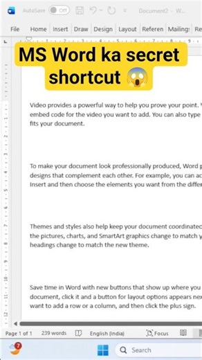 MS Word Secret Underline Trick👆#skillprotech_360 #winword #msword #computer #shorts