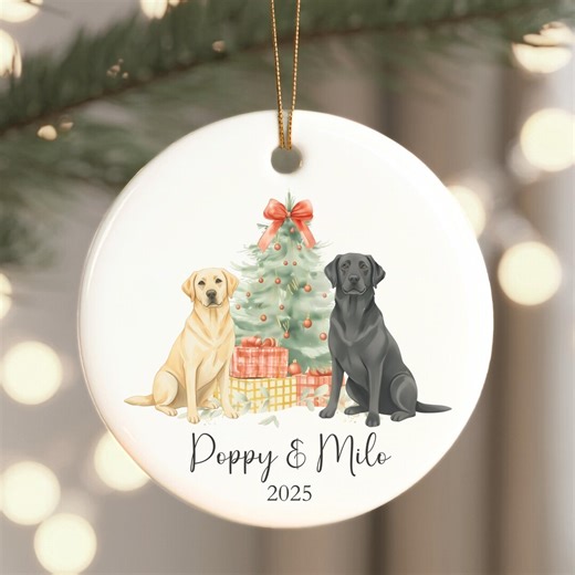 Custom Yellow Lab and Black Lab Ornament: Personalized Two Labradors Christmas Keepsake 2025 Gift for Retriever Lover, Vintage Style Holiday - Etsy