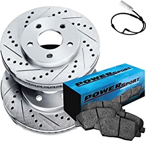 PowerSport Rear Brakes and Rotors Kit |Rear Brake Pads| Brake Rotors and Pads| Ceramic Brake Pads and Rotors |fits 2004-2010 BMW 535i, 545i, 550i, 645Ci, 650i