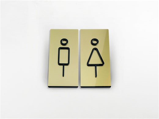 Modern Toilet Sign - Modern Gold Restroom Sign - Personalized Toilet Sign - WC Signage - Elegant/unique Restroom Sign - Etsy
