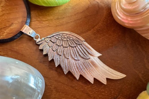 925 Sterling Eagle Angel Wing Ocean Shell Pendant, Set in Sterling Silver, Hand-carved in Bali Personalised Gift - Etsy