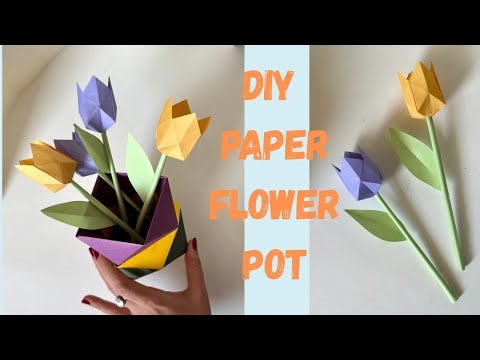 DIY Origami Paper Flower Pot 🌸 | Easy & Aesthetic Paper Craft Idea for Home Décor