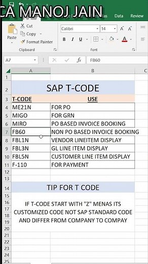 SAP T-CODE