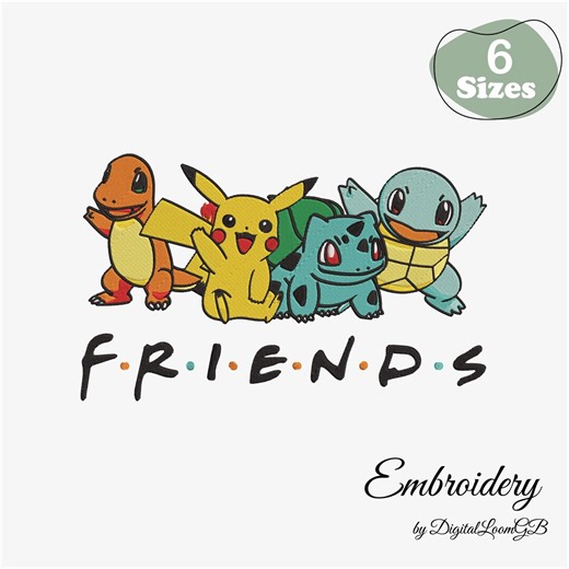Anime Pokémon Embroidery Design, Pikachu and Friends (digital Download)-6 Sizes - Etsy