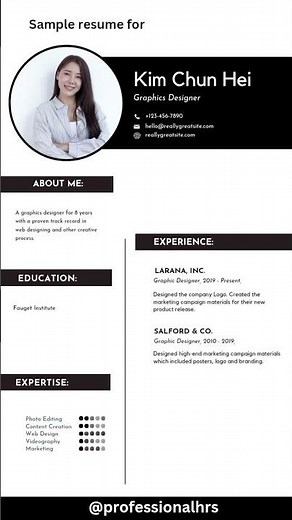 sample resume for Graphic designer #graphicdesigner