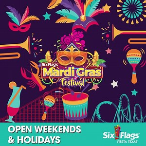 44 reactions | Let the good times roll... Weekends through Feb. 28! ⚜️ | Six Flags Fiesta Texas | Facebook