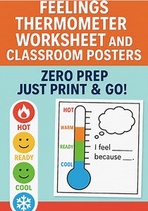 Feelings Thermometer: A Visual Tool for Emotional Check-Ins! (editable)