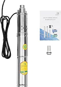Solar Water Pump Deep Well DC 24V 370W w/Steel Submersible Pump Irrigation Garden,Solar Submersible Pump 65m