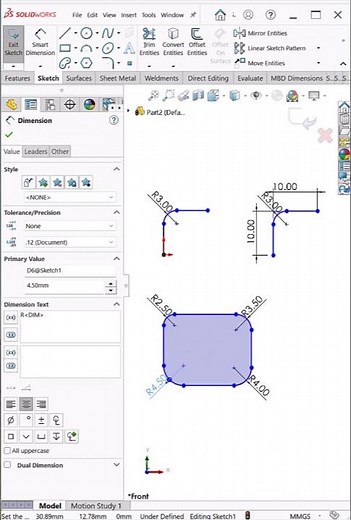 SolidWorks 2D Fillet Trick Every Engineer Must Know 😱 #shorts