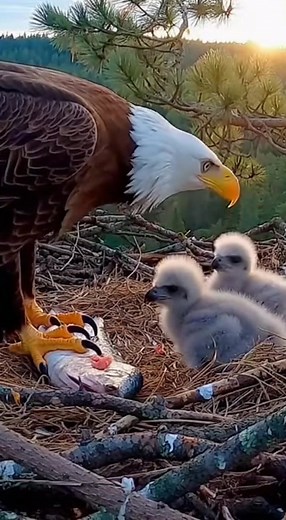 1.5K views · 11 reactions | 礪✨ Eagle Mother Feeding Her Babies at...