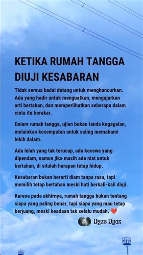 KETIKA RUMAH TANGGA DIUJI KESABARAN #reels #quotes #rumahtangga #motivation
