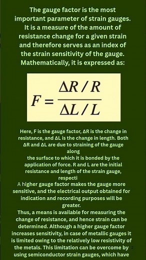What is gauge factor of strain gauge#shortsvideo#education#shortsfeed#physics#tech#technology