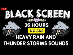 🔴 Heavy Rain and Thunder Sounds for Sleeping - Black Screen | Heavy Rainstorm White Noise for Sleep