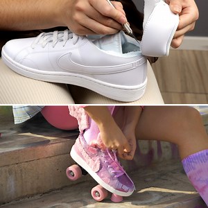 2.7M views · 5.7K reactions | The girl transformed sneakers into the most stylish skates on a court. 朗 | 5-Minute Crafts Play | Facebook