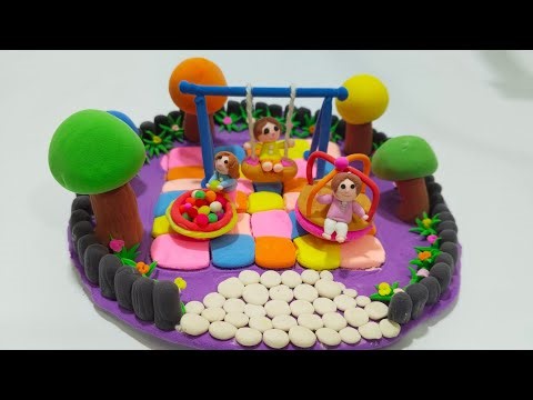 🎠 How to Make a Cute Clay Playground Miniature 🧒🎨 | Soft Pastel Clay Art DIY