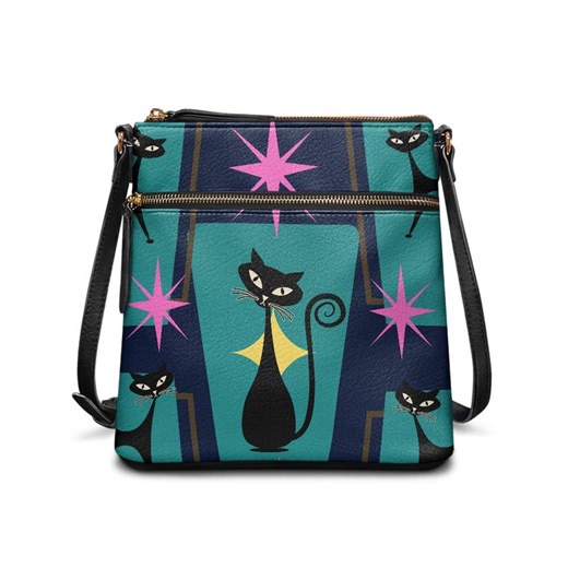 Atomic Cat Teal Blue Shoulder Bag, Retro MCM Style - Etsy
