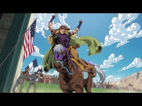 Gyro Zeppeli wins the first stage of race. #jojo #sbr #jonny joestar #araki