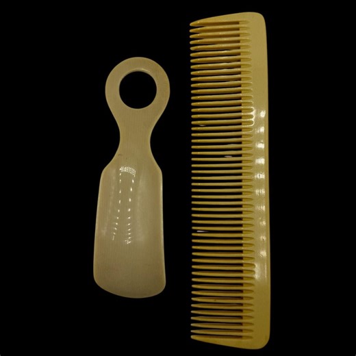 Vintage Yellow Celluloid Shoehorn and Hair Comb, Vanity Grooming Set, Vintage Vanity Decor - Etsy