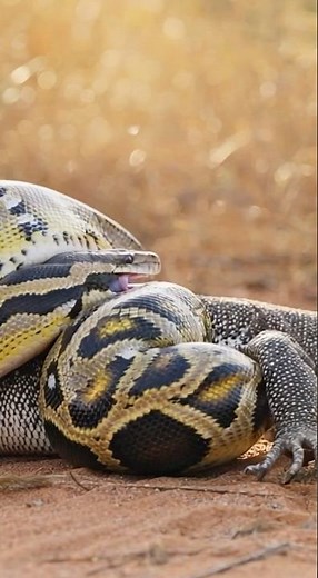 African Rock Python Hunting Throated Monitor Lizard ثعبان صخور أفريقيا يصطاد ورل حلقي #usa #python