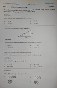 Multiple Choice Questions from GR 12 GEN MATHEMATICS Paper 1Q... | Filo