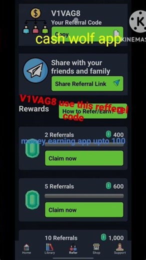 money earning app cash wolf refferal code: V1VAG8