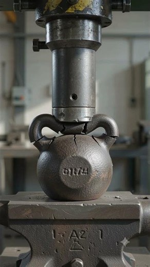 AI Hydraulic Press vs Kettlebell!