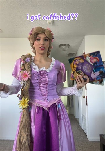 edit: I bought these on AMAZON for my company at large - NO I was not able to look through it first and NO I did not buy it specifically for Punzie! The POINT is the cover is deceiving 🫠 begs the question why Disney chose that ending if they never planned to have her with short brown hair in the parks??? #partyprincess #princessing #disneyprincess #rapunzel #kidsparty