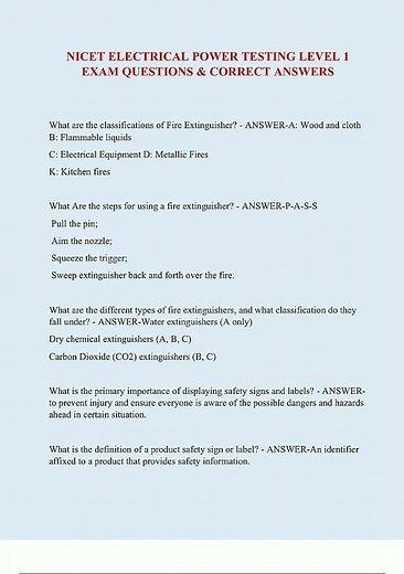 NICET ELECTRICAL POWER TESTING LEVEL 1 EXAM QUESTIONS CORRECT ANSWERS542 video