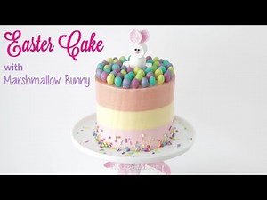 Easter Cake with Marshmallow Bunny and chocolate eggs