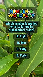 8.8K views · 283 reactions | Numbers are usually about math, but sometimes they play with letters too! Can you figure out which number has its letters in perfect alphabetical order? #math #numbers #wordplay #quiz #fblifestyle | Learn English | Facebook
